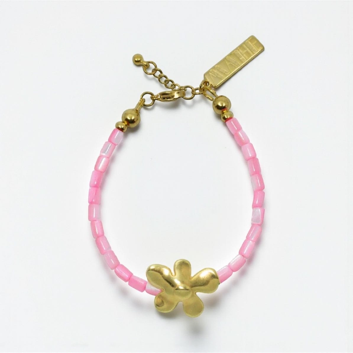 Good Juju Mother of Pearl Bracelet in Pink or Peach by Mathe Jewellery