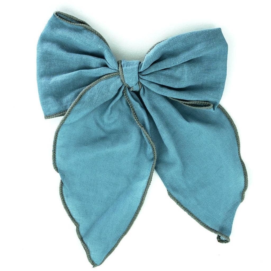 Grech & Co. Fable Hair Bow – Large Organic Cotton Clip | Patterned Retro Collection Laguna and Bog by Grech & Co.