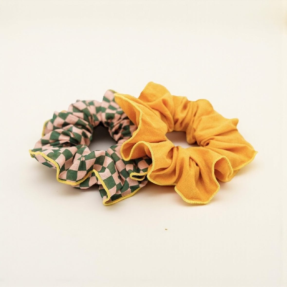 Grech & Co. Hair Scrunchie Set of 2 - Sunset  + Orchard Checks by Grech & Co.