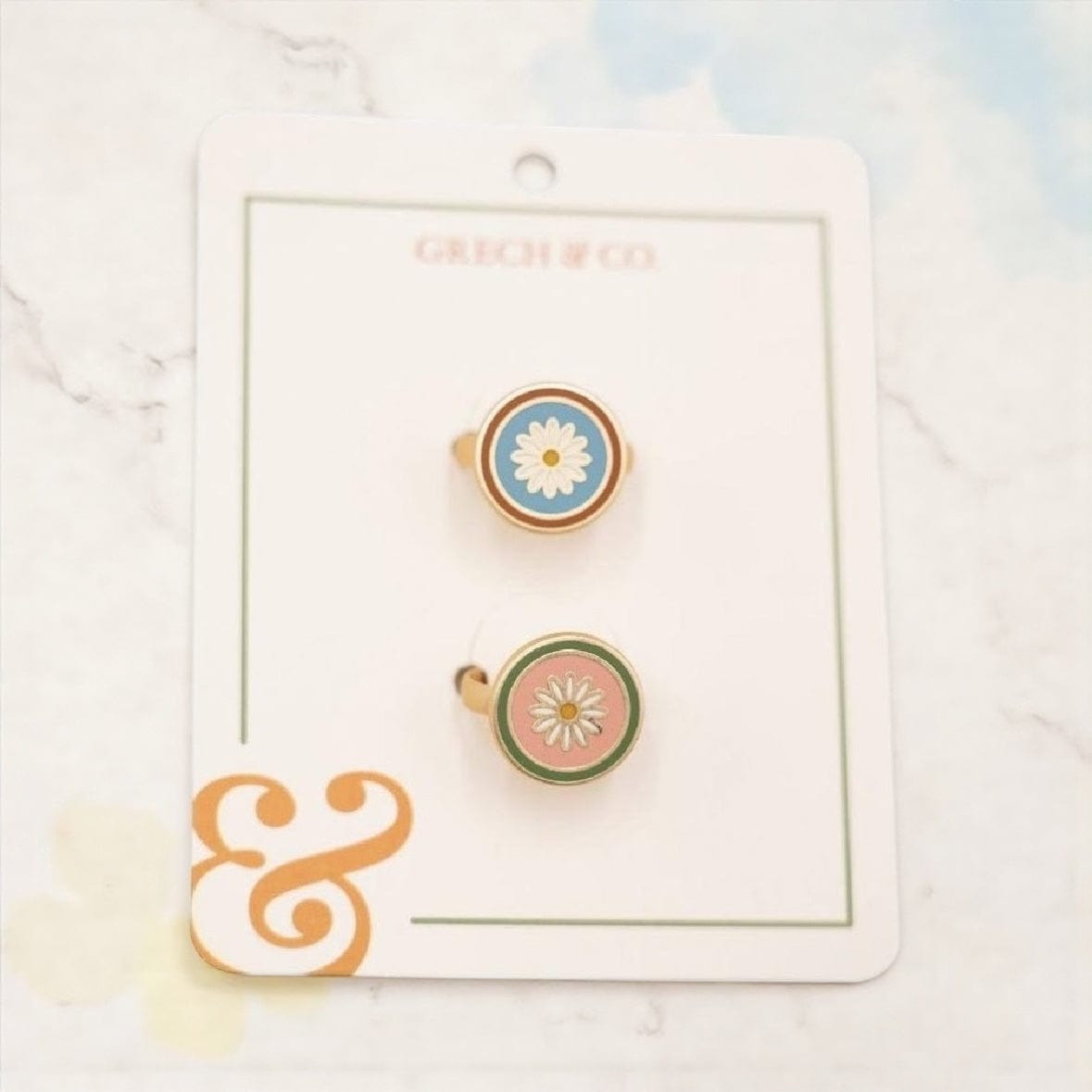 Grech & Co. Kids Enamel Rings  set of 2  - Flower by Grech & Co.