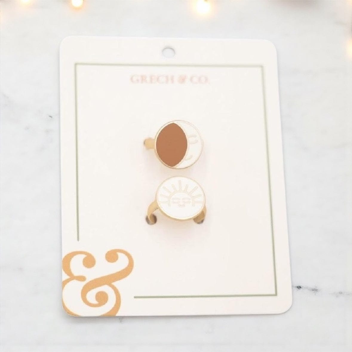 Grech & Co. Kids Enamel Rings set of 2  - Moon+Sun by Grech & Co.