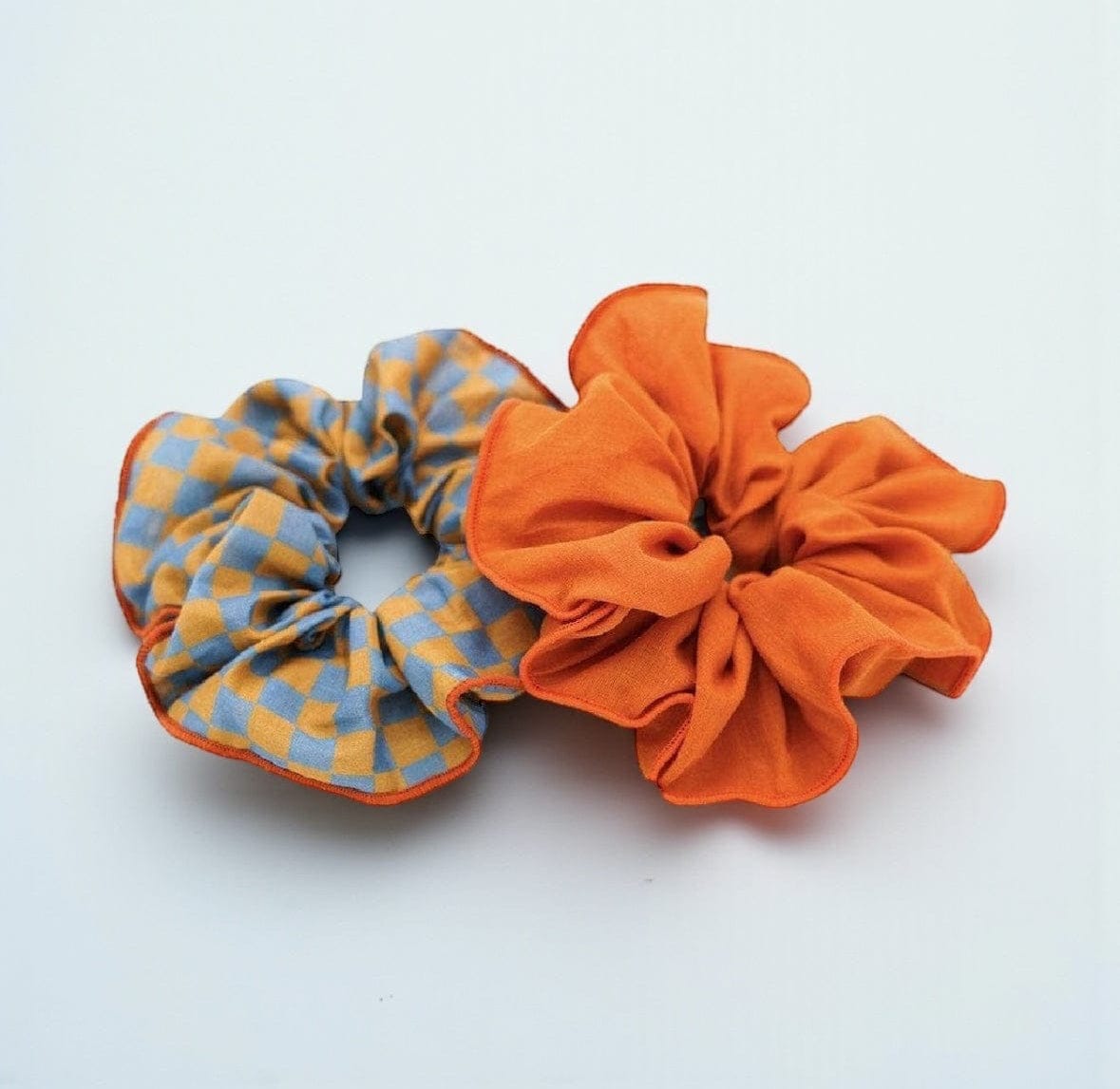 Grech & Co. Patterned Retro Hair Scrunchies – Organic Cotton (Set of 2) Laguna and Wheat by Grech & Co.