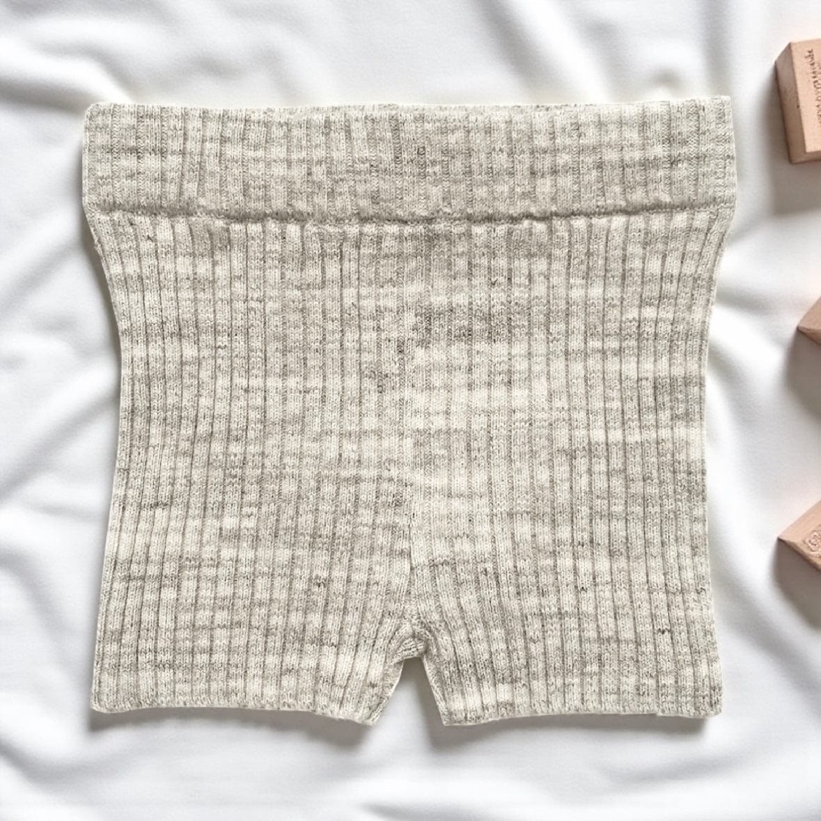 Grown Clothing Knitted Rib Baby Bike Shorts in Wheat 000 by Grown Clothing