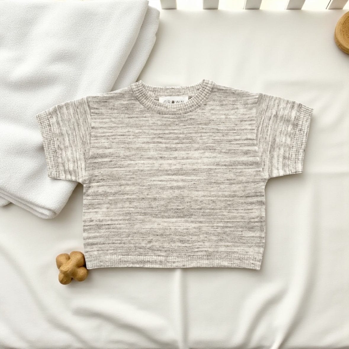 Grown Clothing Organic Knitted Baby Tee - Wheat 000 by Grown Clothing