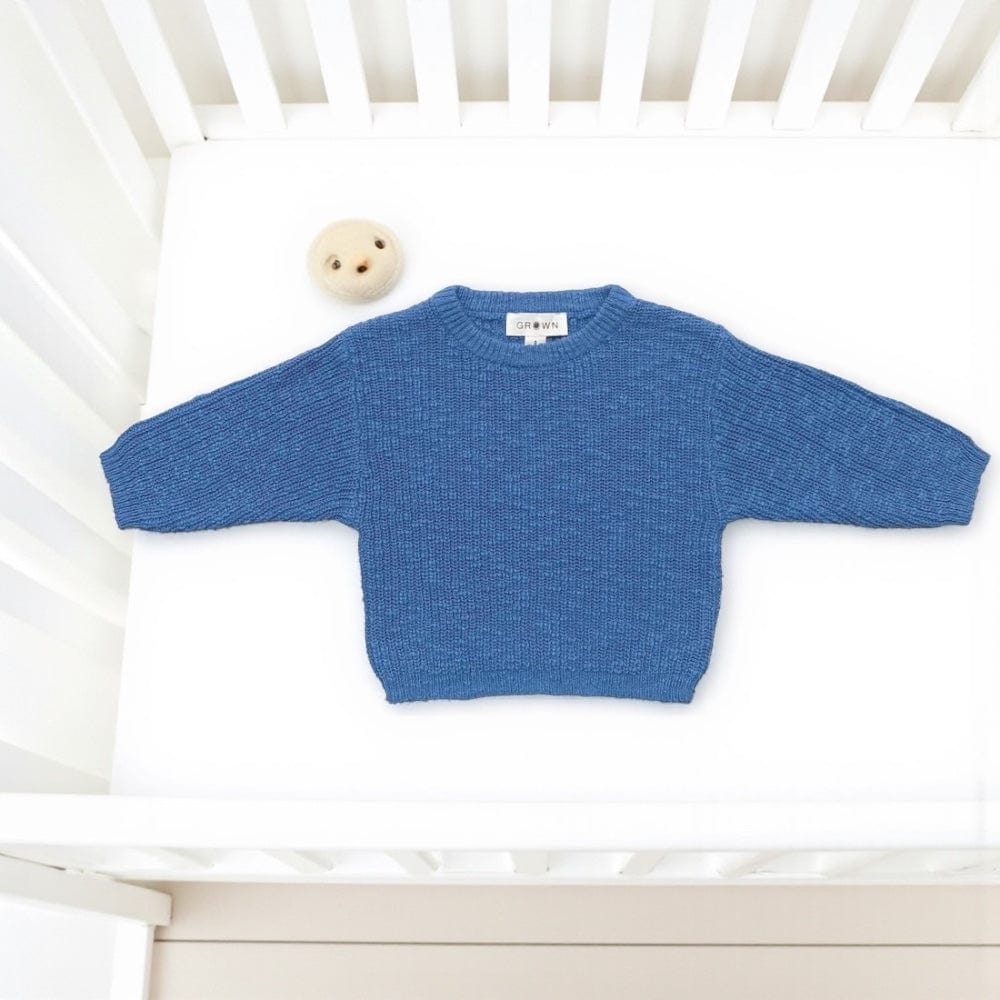 Grown Clothing Organic Textured Rib Pullover in Marine 000 by Grown Clothing