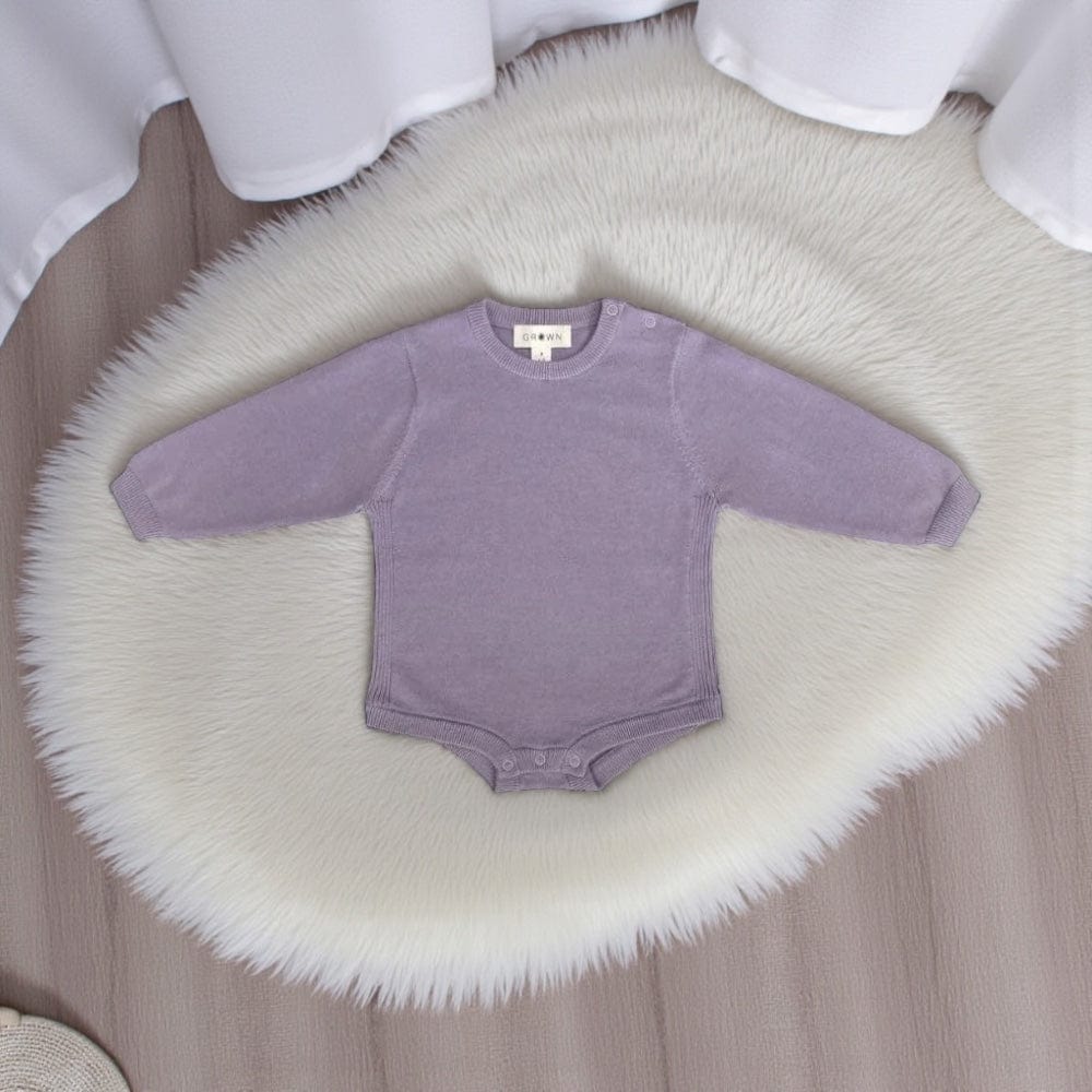 Grown Clothing Side Rib Oversized Baby Romper in Iris 000 by Grown Clothing