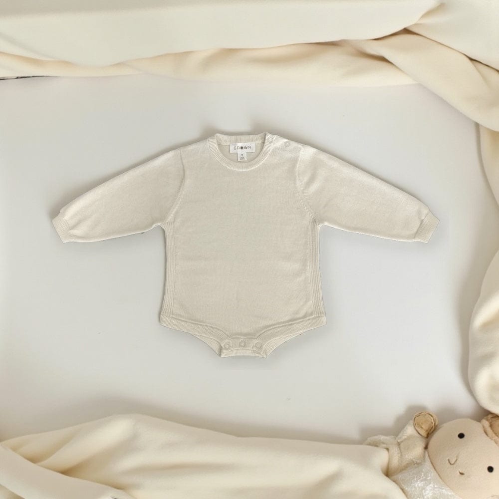 Grown Clothing Side Rib Oversized Baby Romper in Milk 000 by Grown Clothing