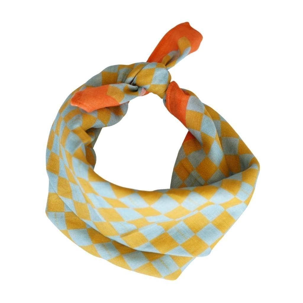 Head Scarf - Checks | Laguna + Wheat: One-size by GRECH & CO.