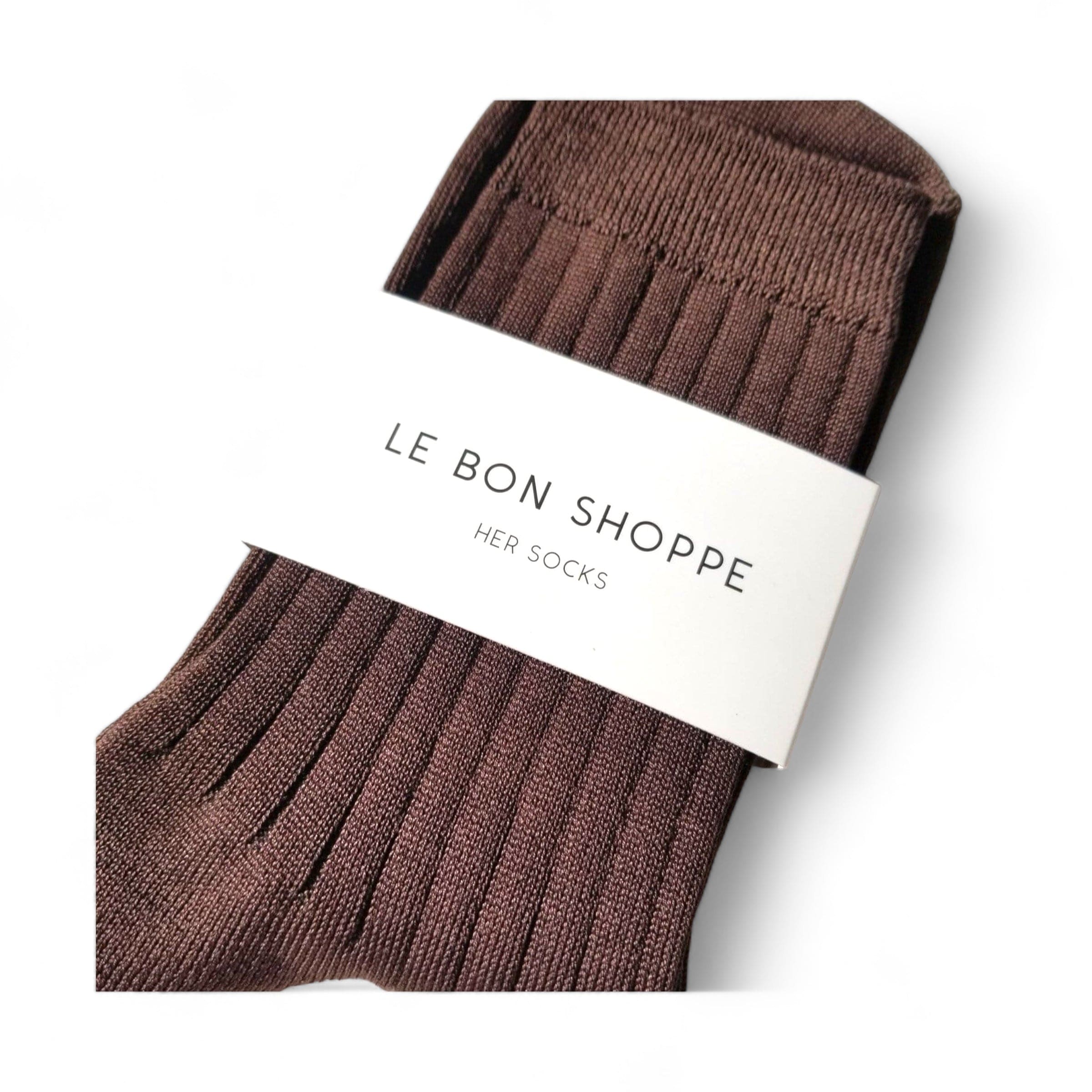 HER Socks in 11 Cotton Rib + 7 Glitter Colours COFFEE by Le Bon Shoppe