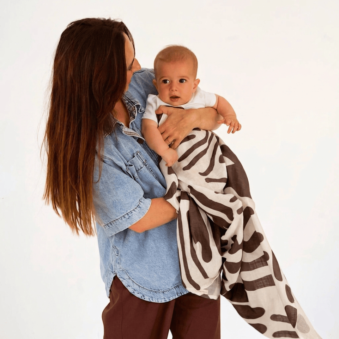 Holiday Patterned Baby Swaddle - Choco & Milk by Golden Child