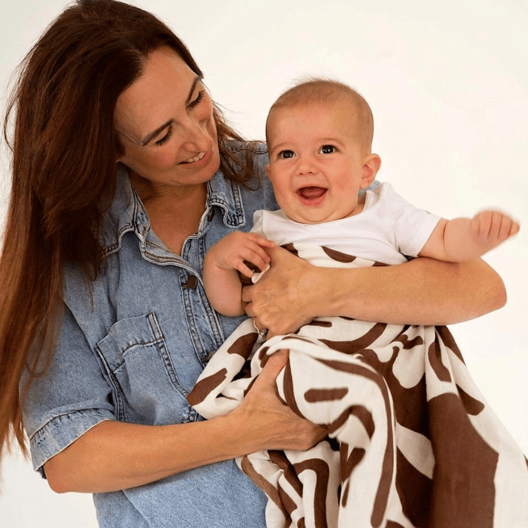 Holiday Patterned Baby Swaddle - Choco & Milk by Golden Child