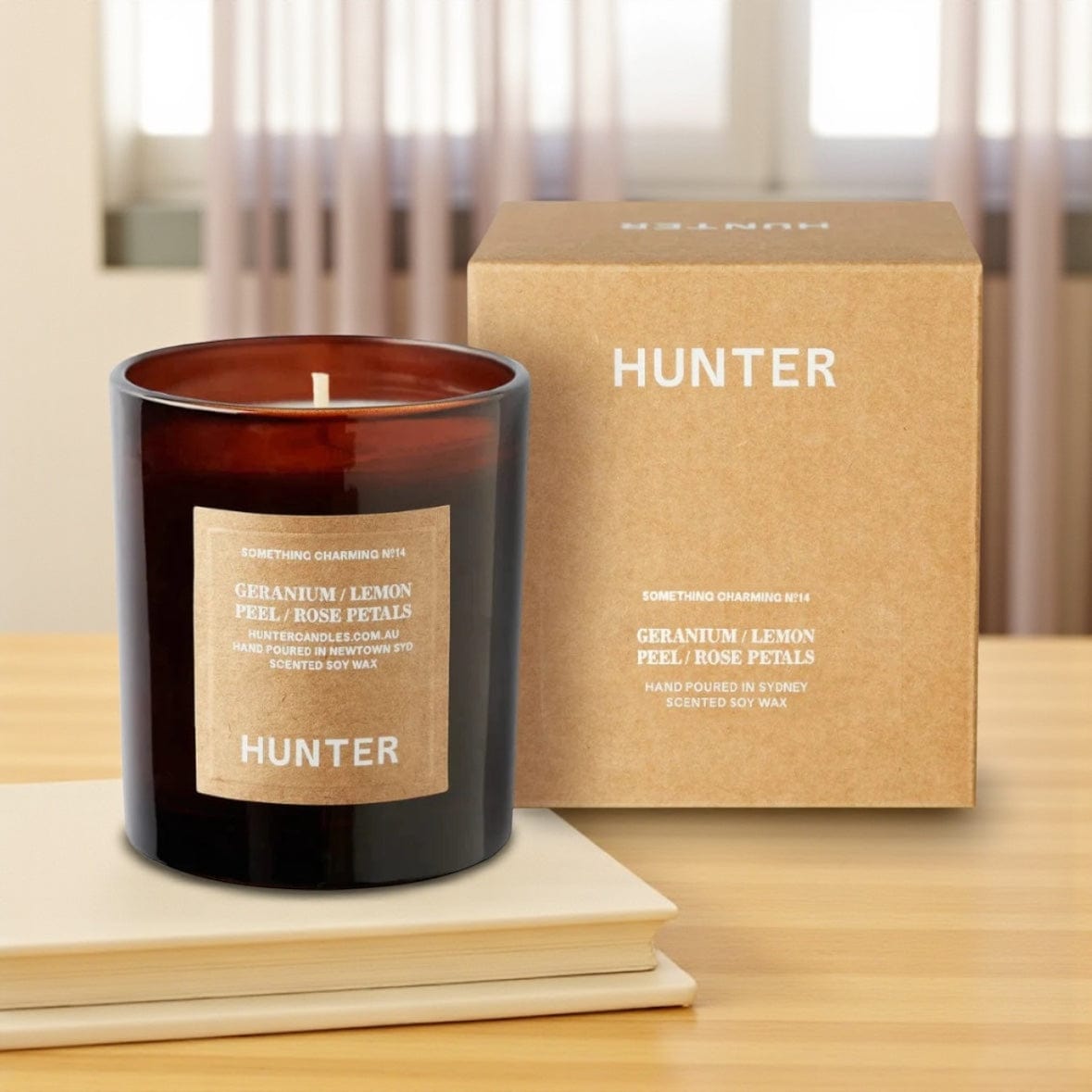 HUNTER Something Charming. Candle- Geranium + Lemon Peel + Rose Petals by Hunter