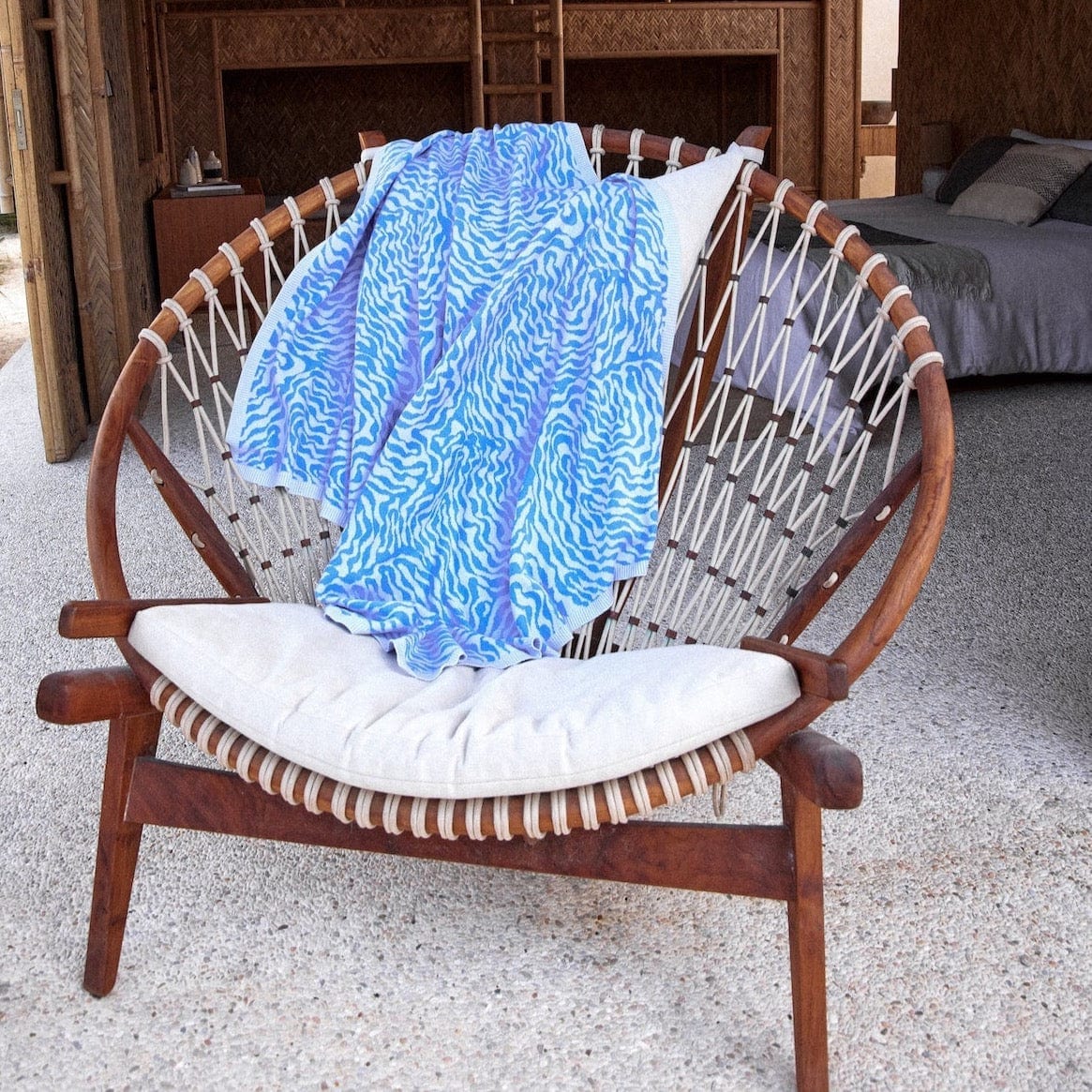 Knit Scallop Baby Blanket - Aqua by Grown