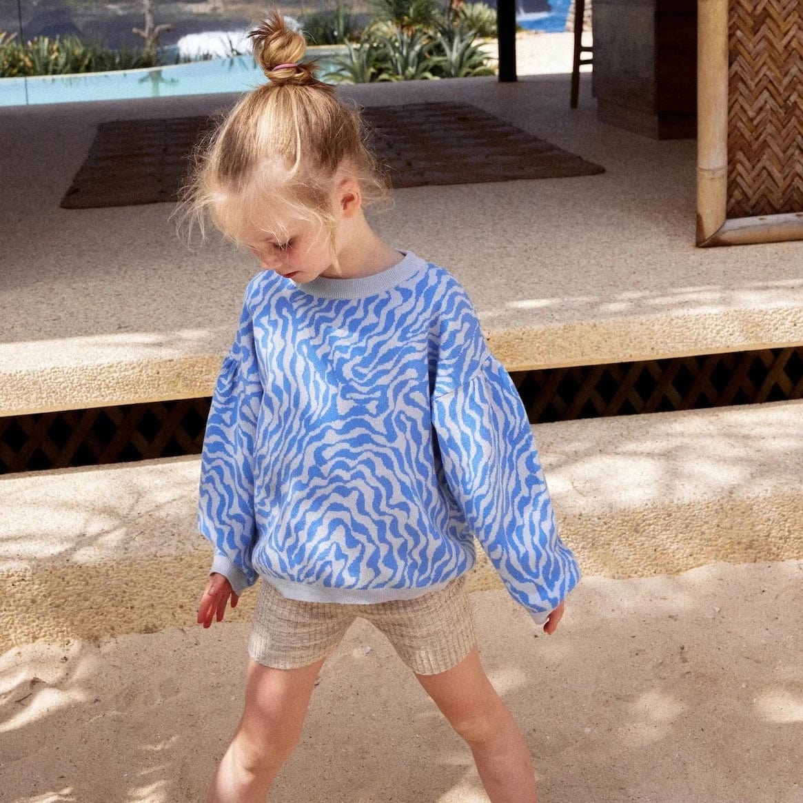 Knitted Rib Bike Shorts in Wheat by Grown