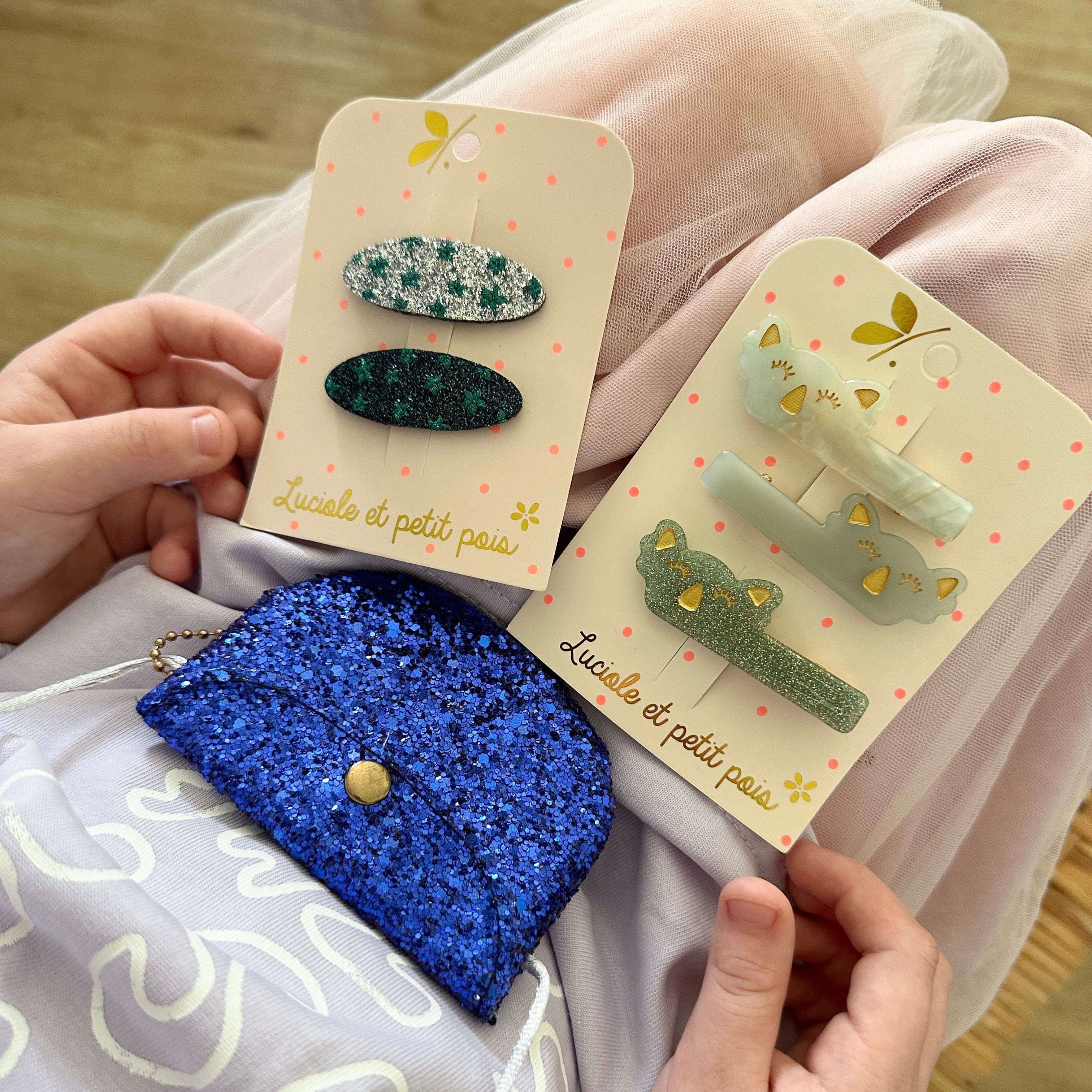 Koala Hair Clips Trio - Mother-of-pearl, Plain, Glitter by Luciole et Petit Pois