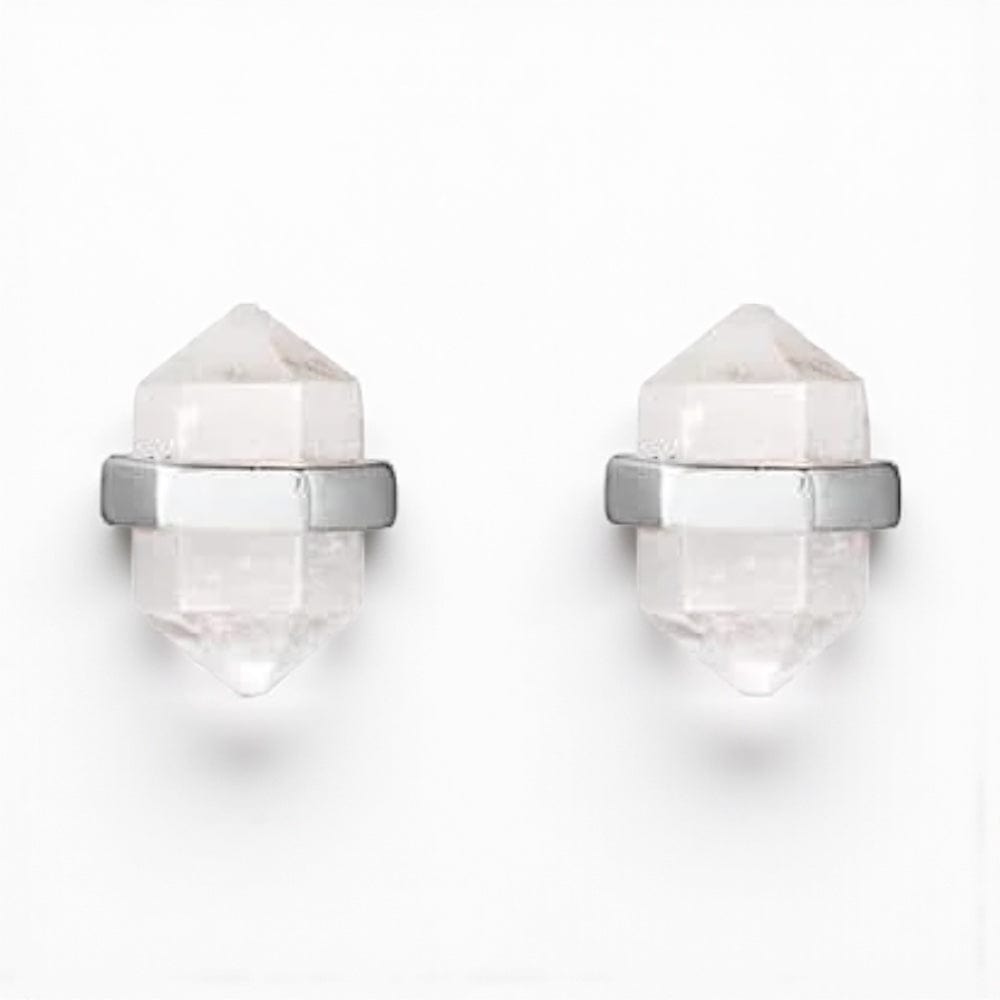 Krystle Knight Beaming Clear Quartz Earring Stud Set - Gold + Rose Gold + Silver 925 Sterling Silver by Krystle Knight