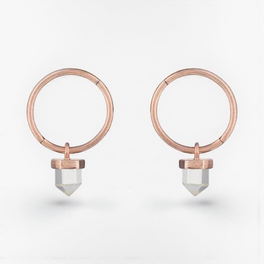 Krystle Knight Fire Flies Clear Quartz Sleeper Earring Set - Gold + Rose Gold 24K Rose Gold Plated by Krystle Knight