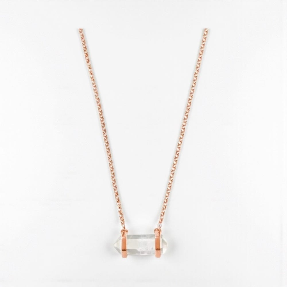 Krystle Knight Teeny Tiny Mini Healing Necklace Clear Quartz Rose Gold Plated by Krystle Knight