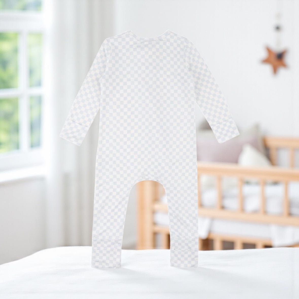 Kynd Baby Day or Night Baby Onesie - Sky Blue Grid NB and 0-3 Mths by Kynd Baby