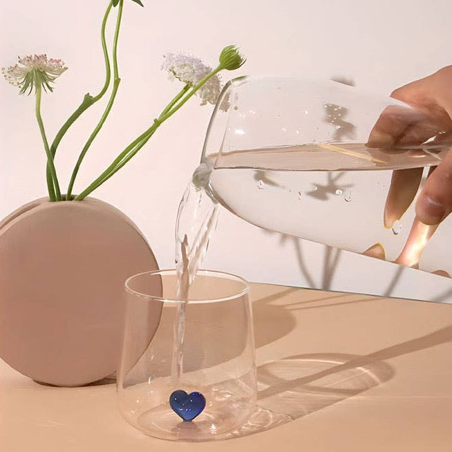 "L'amour" Glass With Blue Love Heart by TUTU Home