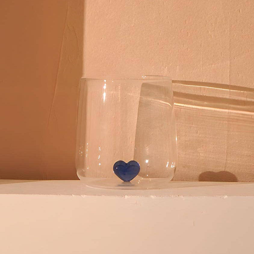 "L'amour" Glass With Blue Love Heart by TUTU Home