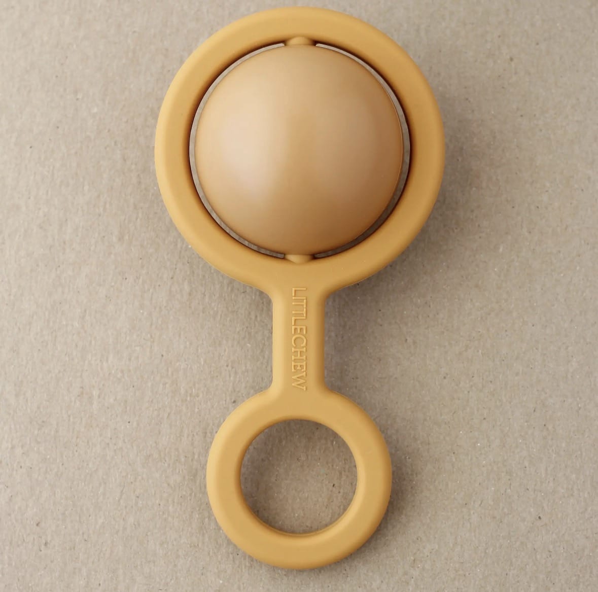 LittleCHEW Ora Toy Rattle + Teether – Baby Toy Mustard by Little Chew