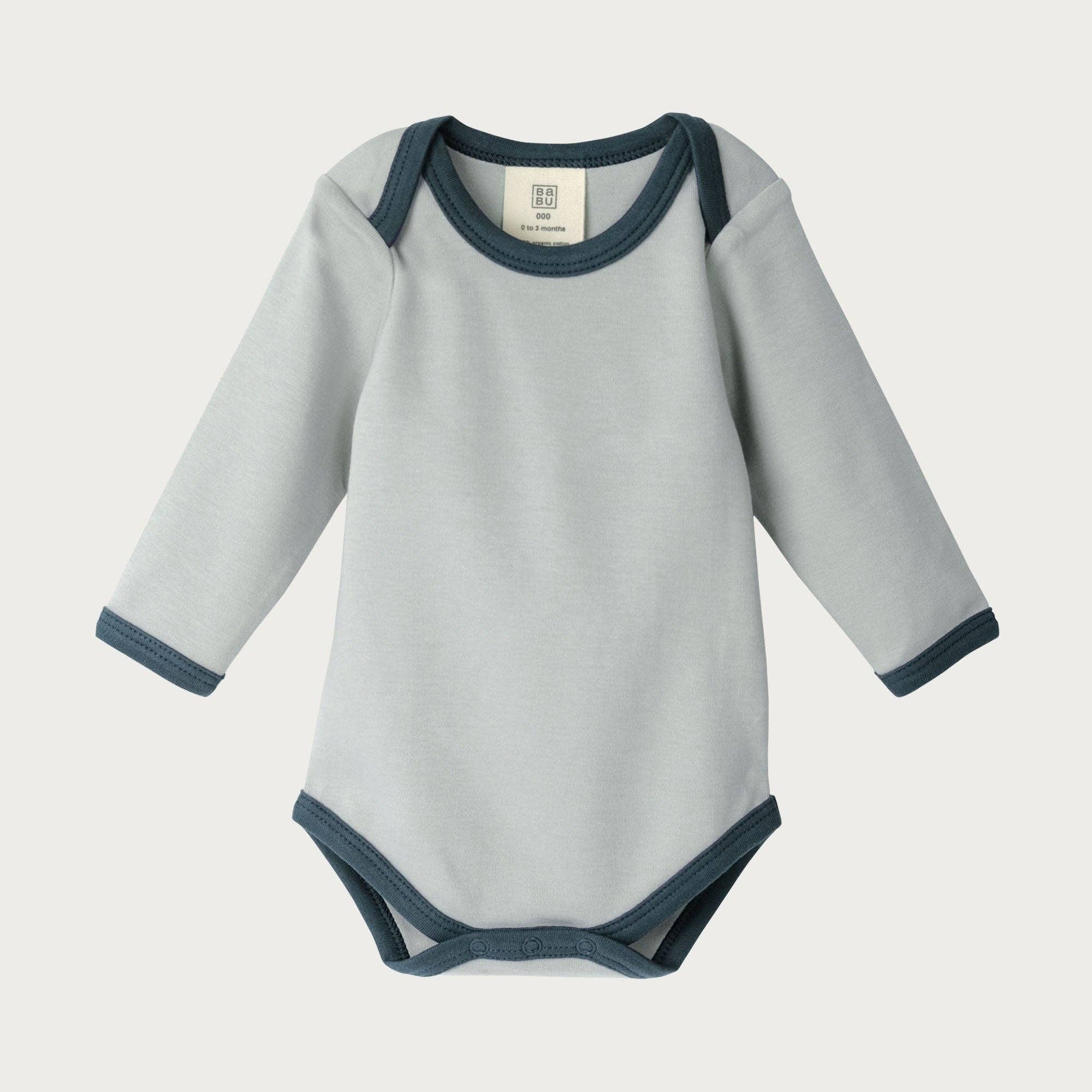 Long Sleeve Bodysuit - Sky Contrast 0-3 months by Babu