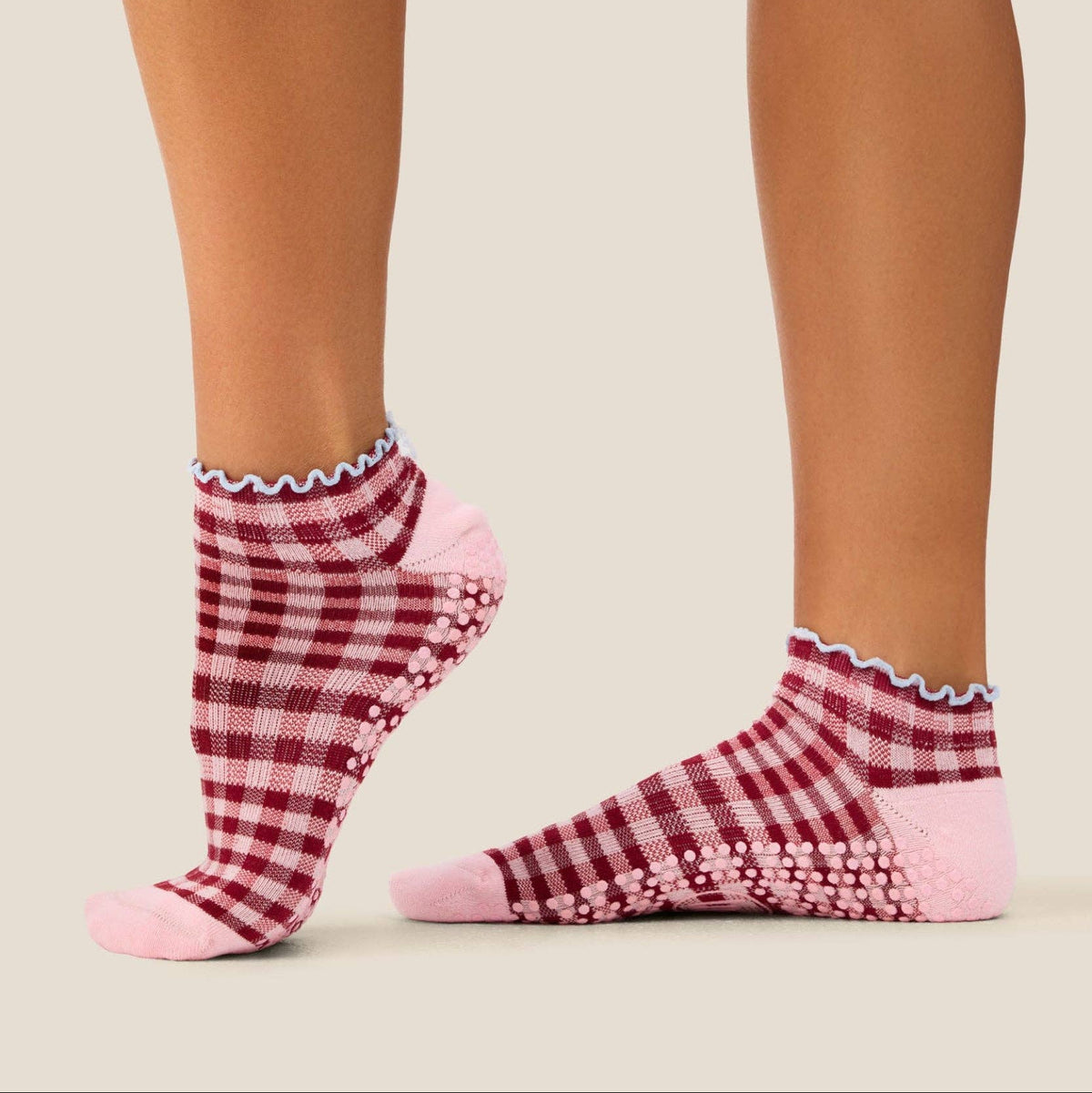 Low Rise Grip Socks - Picnic Check Red S by MoveActive