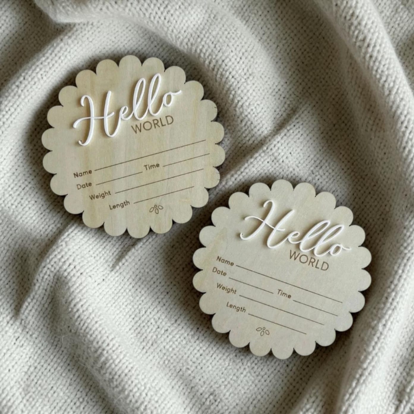 Luna Birth Announcement Disc - Wooden Newborn Keepsake by La Luna Kids