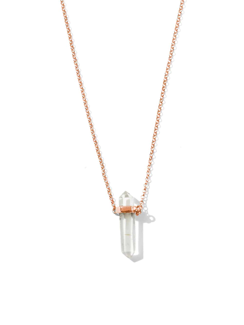 Lunar Quartz Necklace Clear Quartz Rose Gold Plated by Krystle Knight