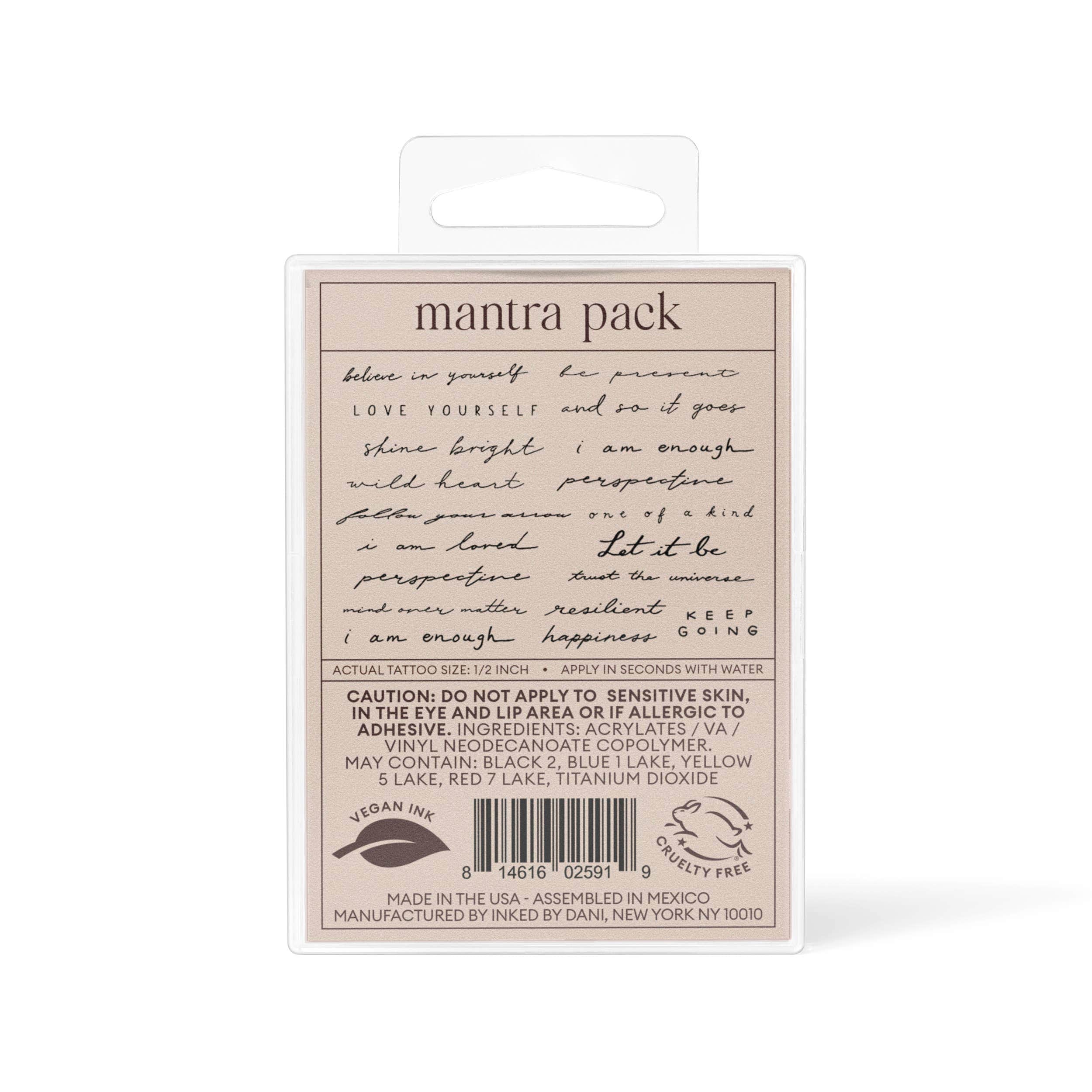 Mantra Temporary Tattoo Pack by INKED by Dani