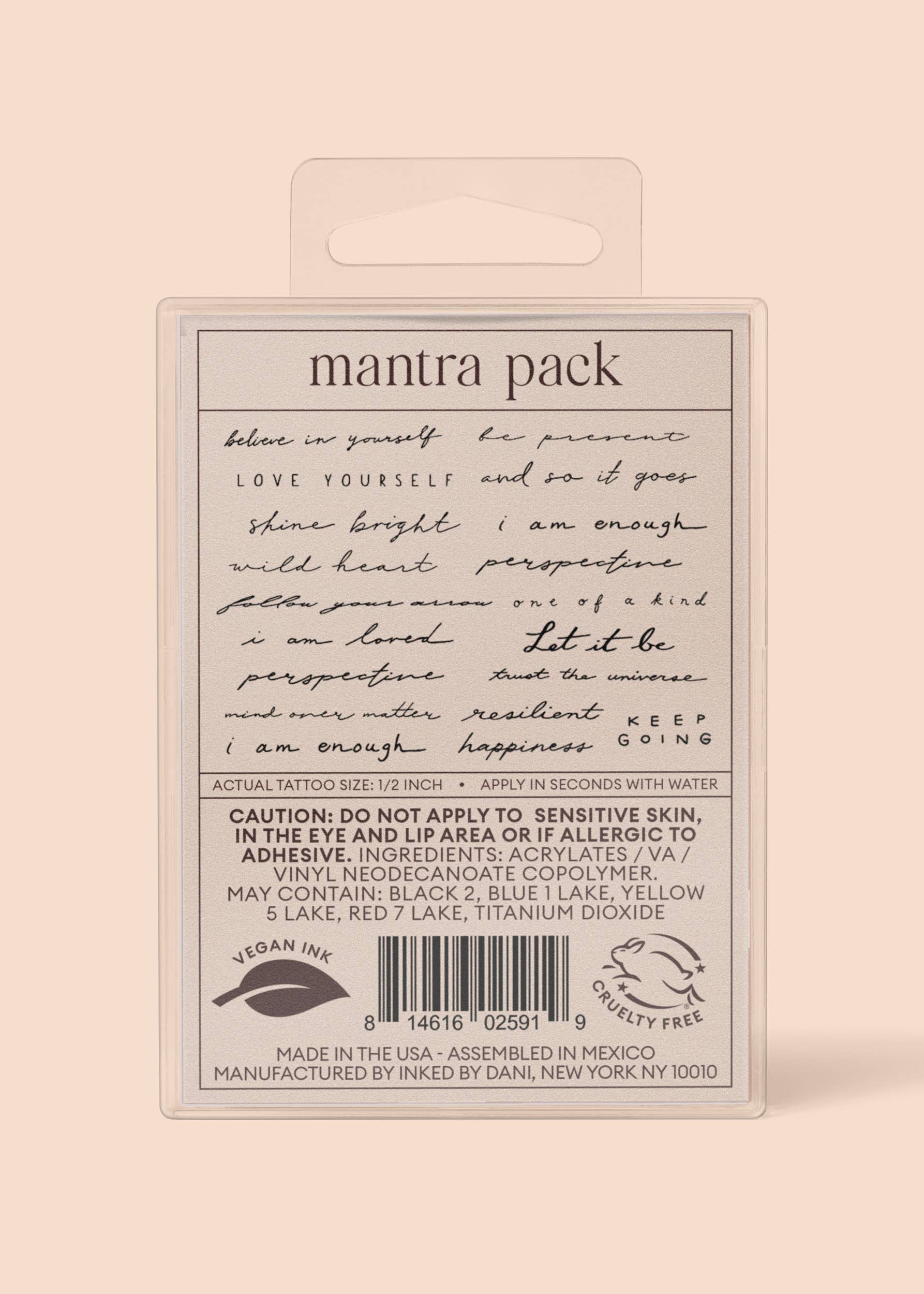 Mantra Temporary Tattoo Pack by INKED by Dani