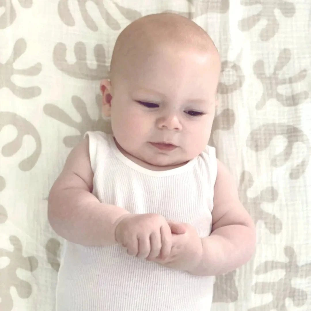 Marine Dream Organic Baby Swaddle -Stone by Golden Child
