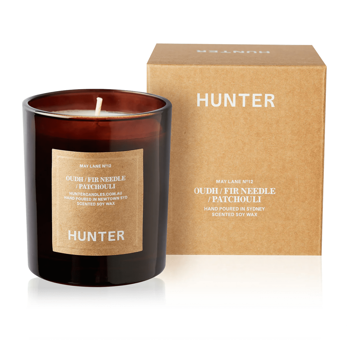 May Lane Candle - Oudh + Fir Needle + Patchouli by Hunter