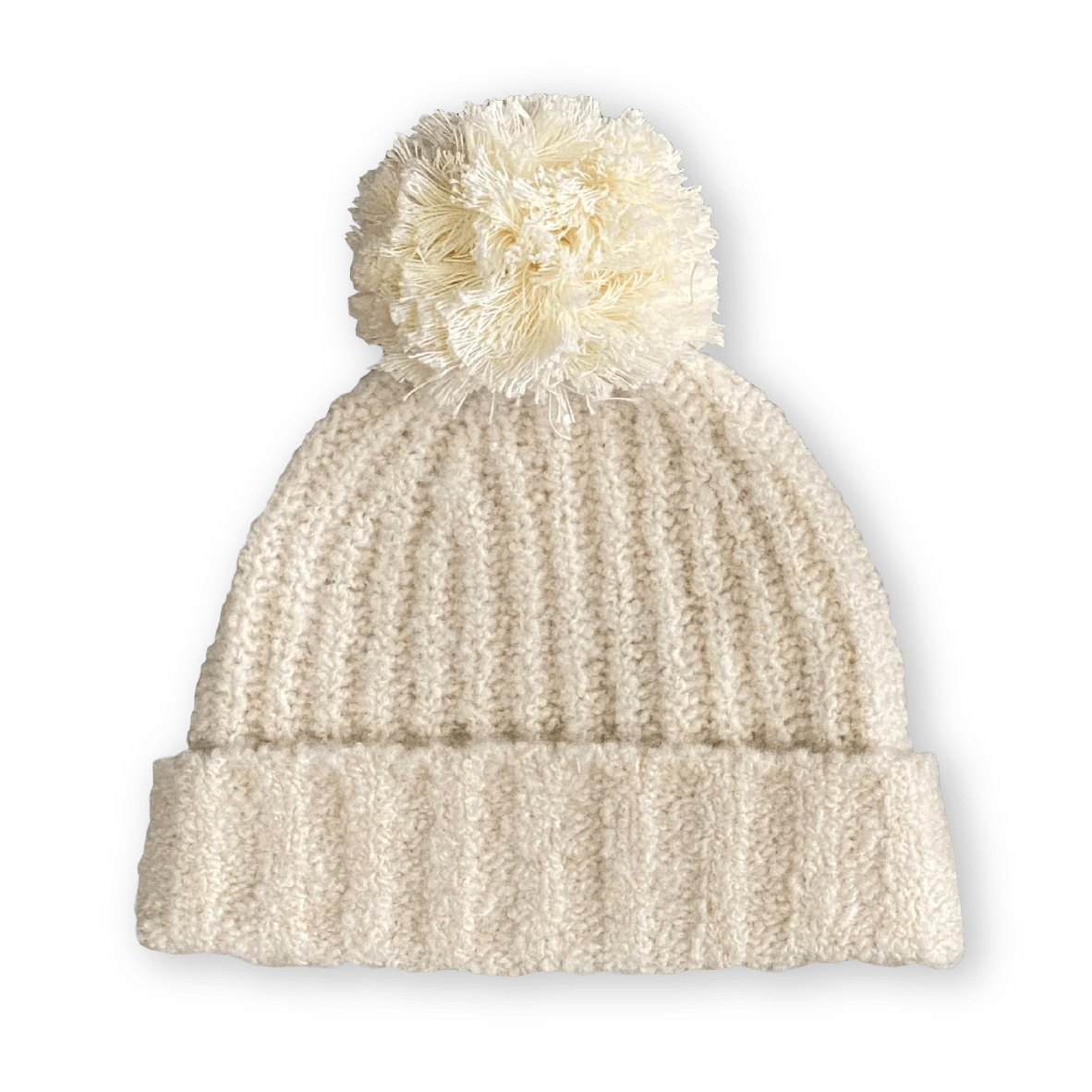 Merino Wool Pom Pom Beanie in Milk by Grown
