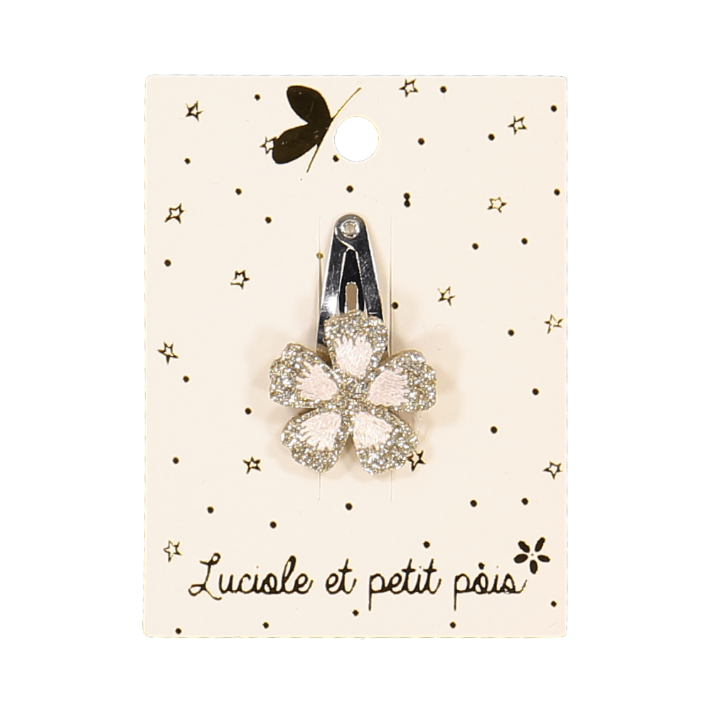 Mini flower hair clip - Gold glitter by Luciole et Petit Pois
