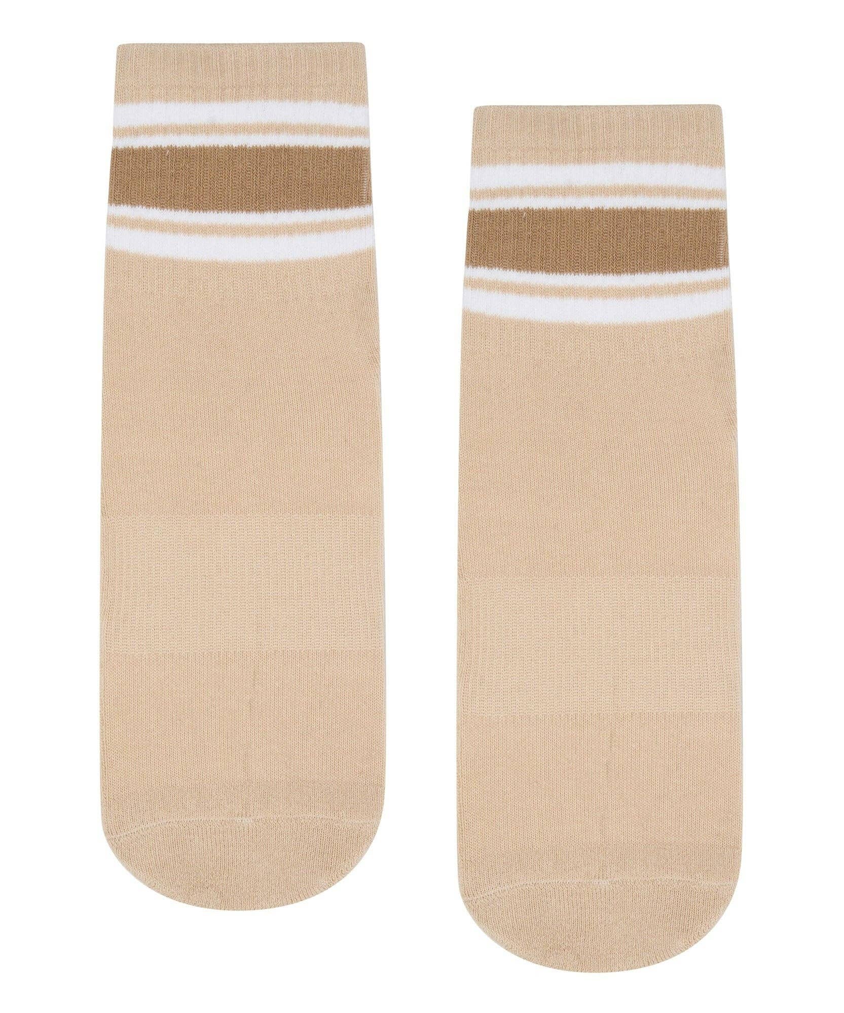 MoveActive Crew Non Slip Grip Socks – Beige Stripes Pilates, Yoga & Studio Essentials Small by MoveActive