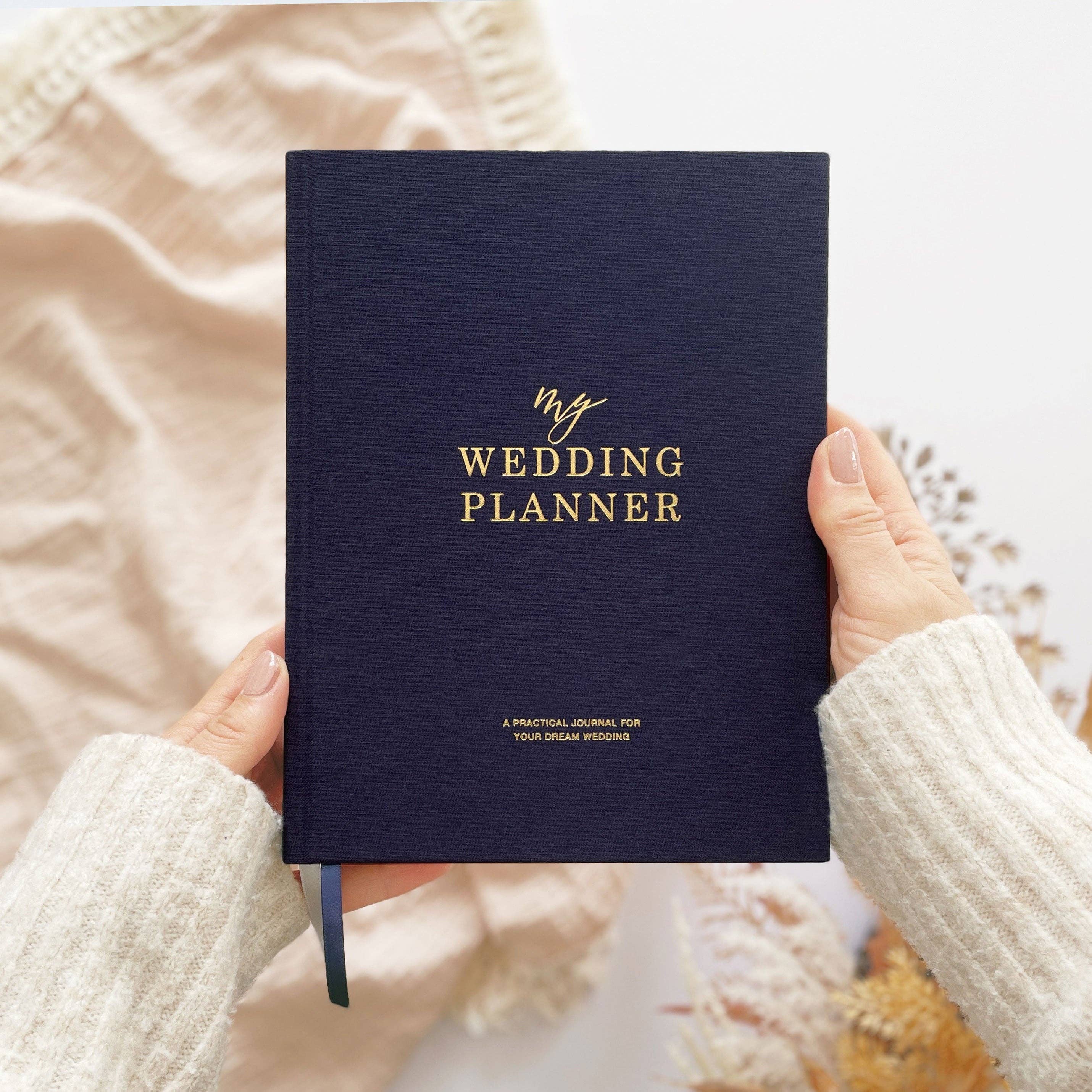 Navy Cloth Wedding Planner Book with Gold Foil + Gilt Edges by Blush And Gold