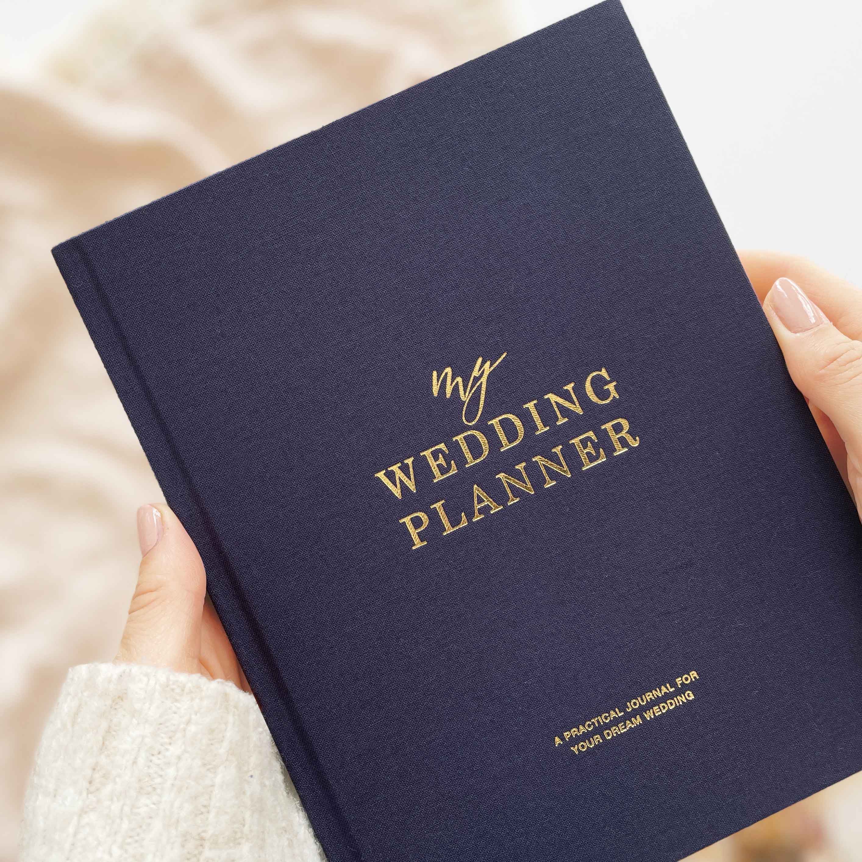 Navy Cloth Wedding Planner Book with Gold Foil + Gilt Edges by Blush And Gold