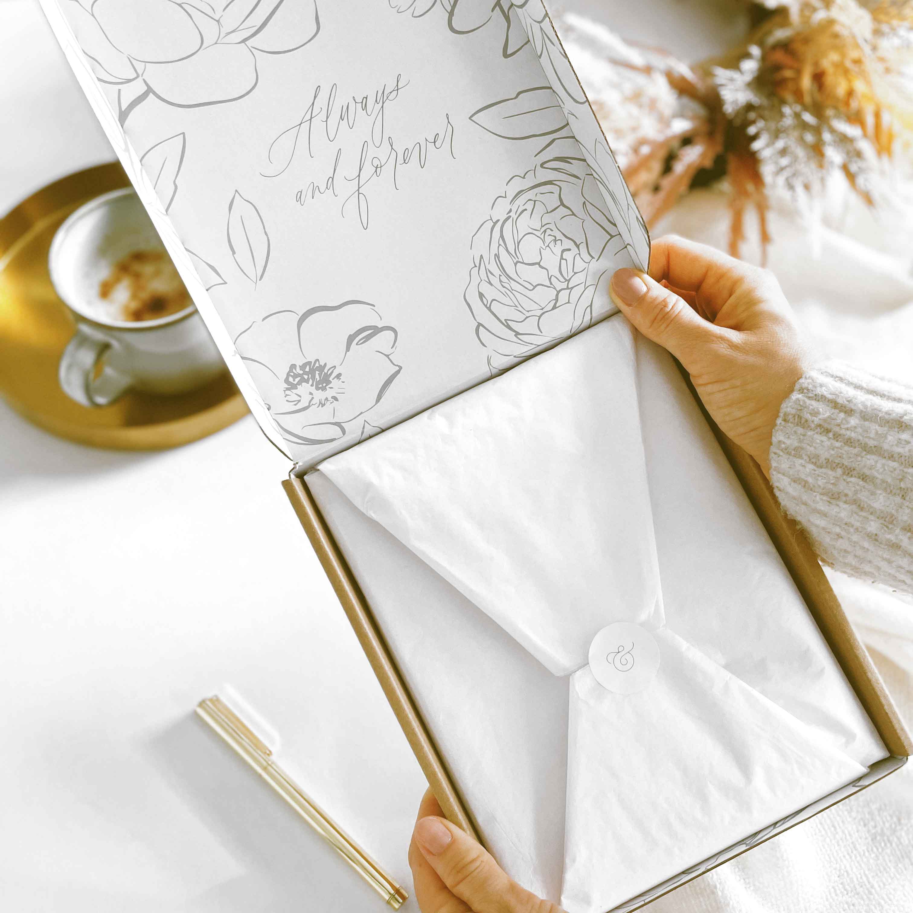 NEW - Ivory Cloth Wedding Planner Book with Gold Foil and Gi by Blush And Gold