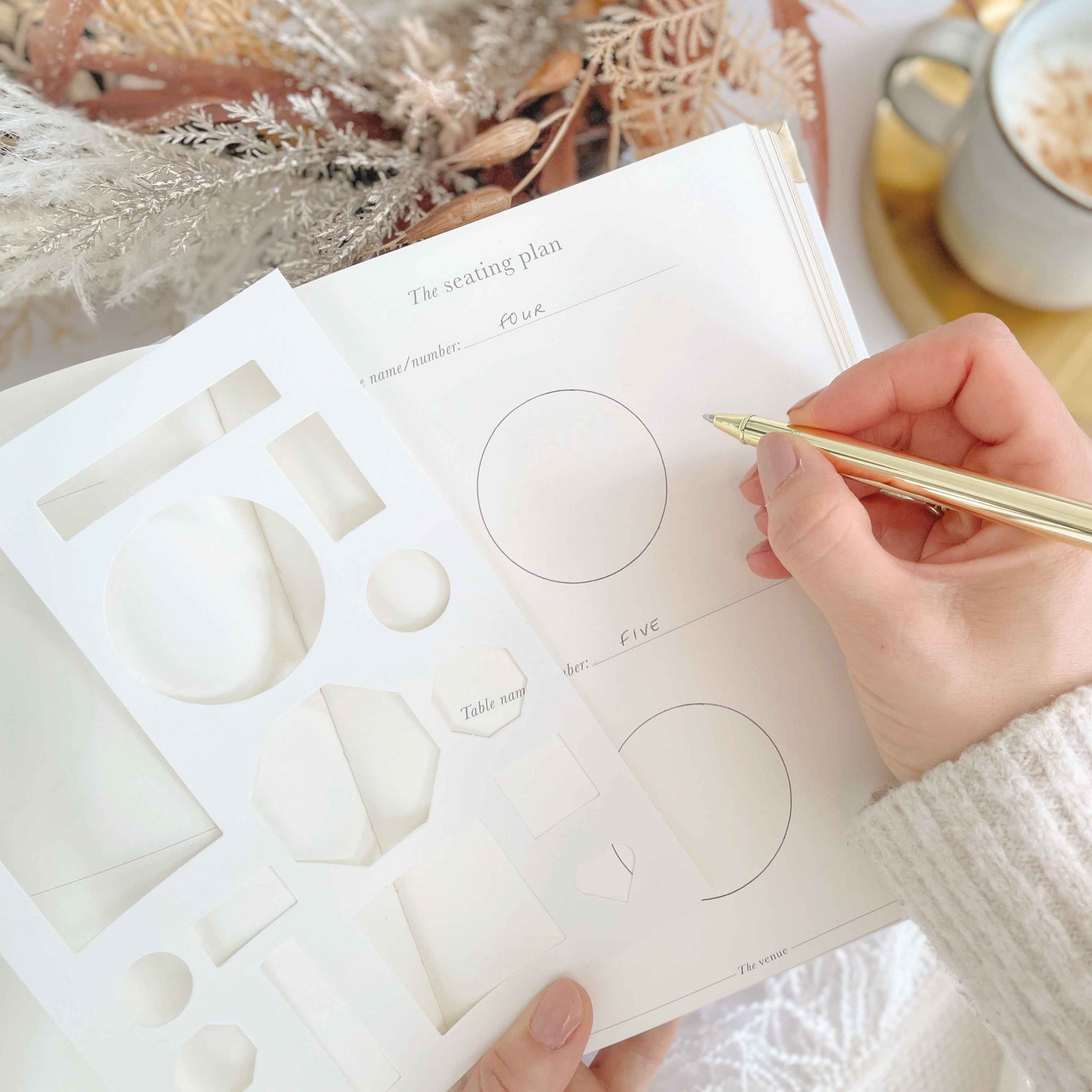 NEW - Ivory Cloth Wedding Planner Book with Gold Foil and Gi by Blush And Gold