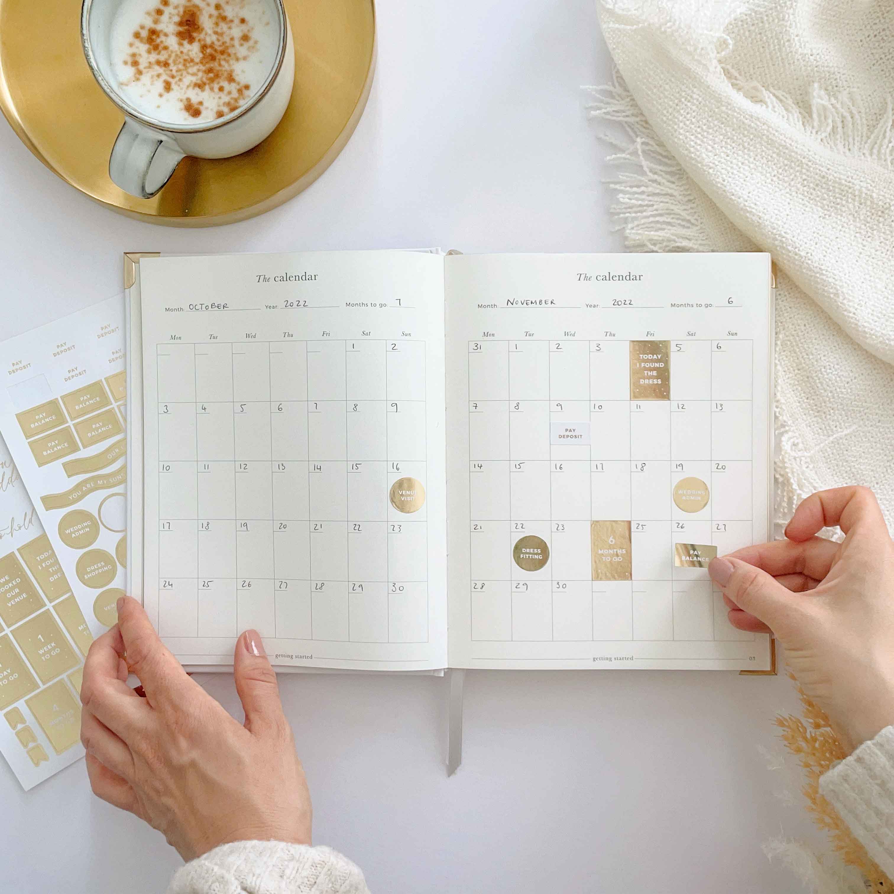 NEW - Ivory Cloth Wedding Planner Book with Gold Foil and Gi by Blush And Gold