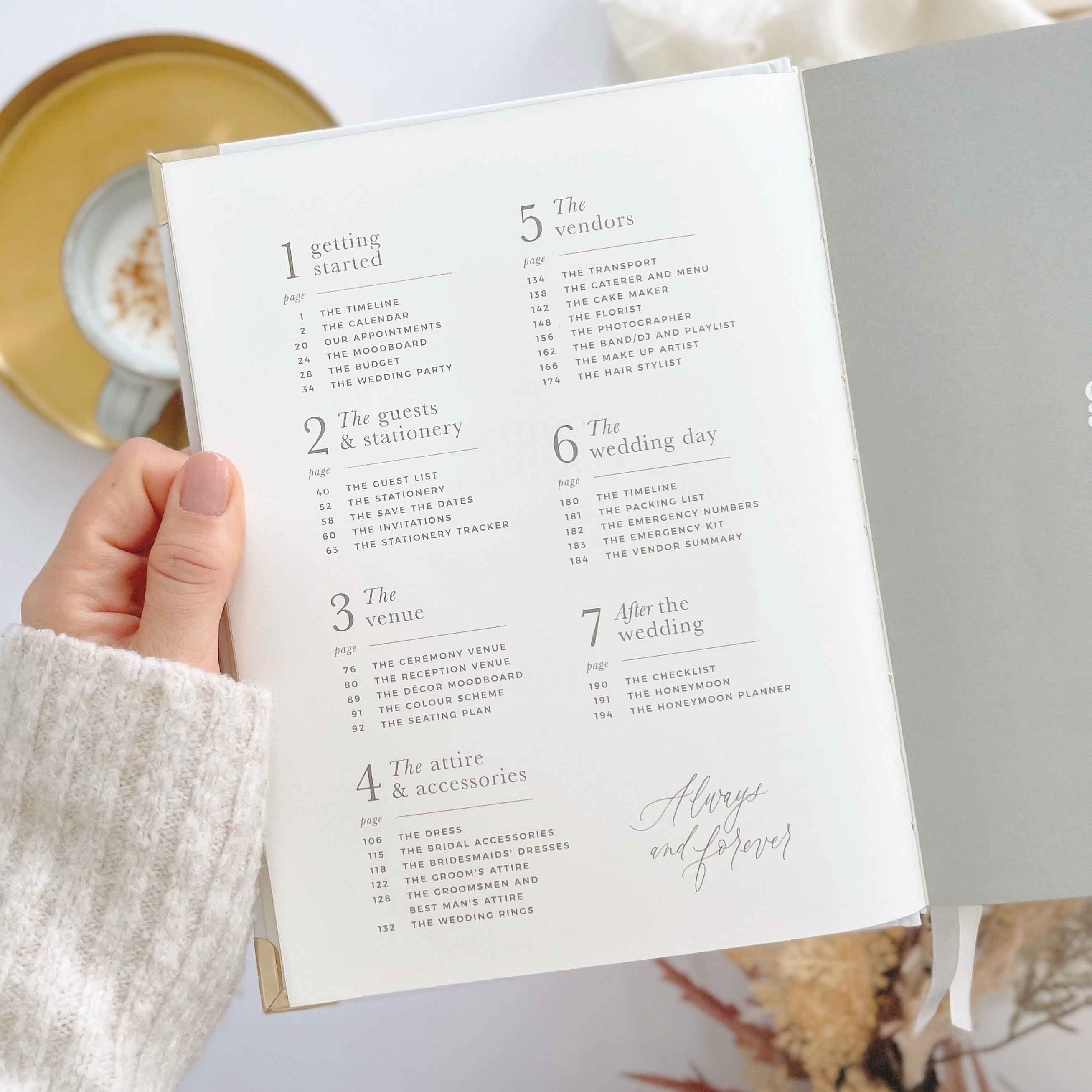 NEW - Ivory Cloth Wedding Planner Book with Gold Foil and Gi by Blush And Gold