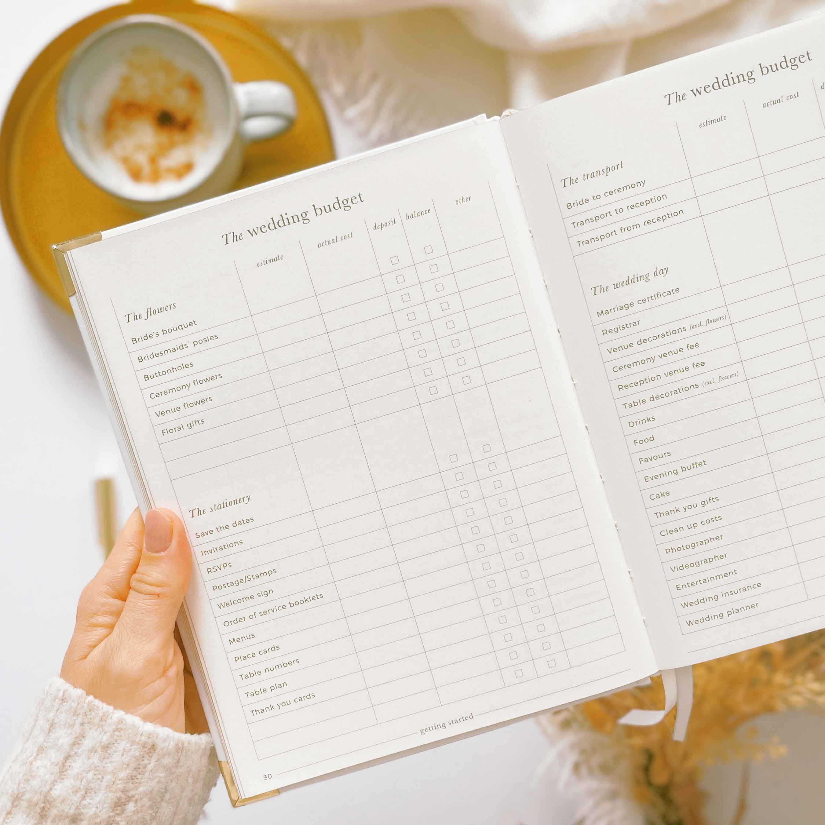 NEW - Ivory Cloth Wedding Planner Book with Gold Foil and Gi by Blush And Gold