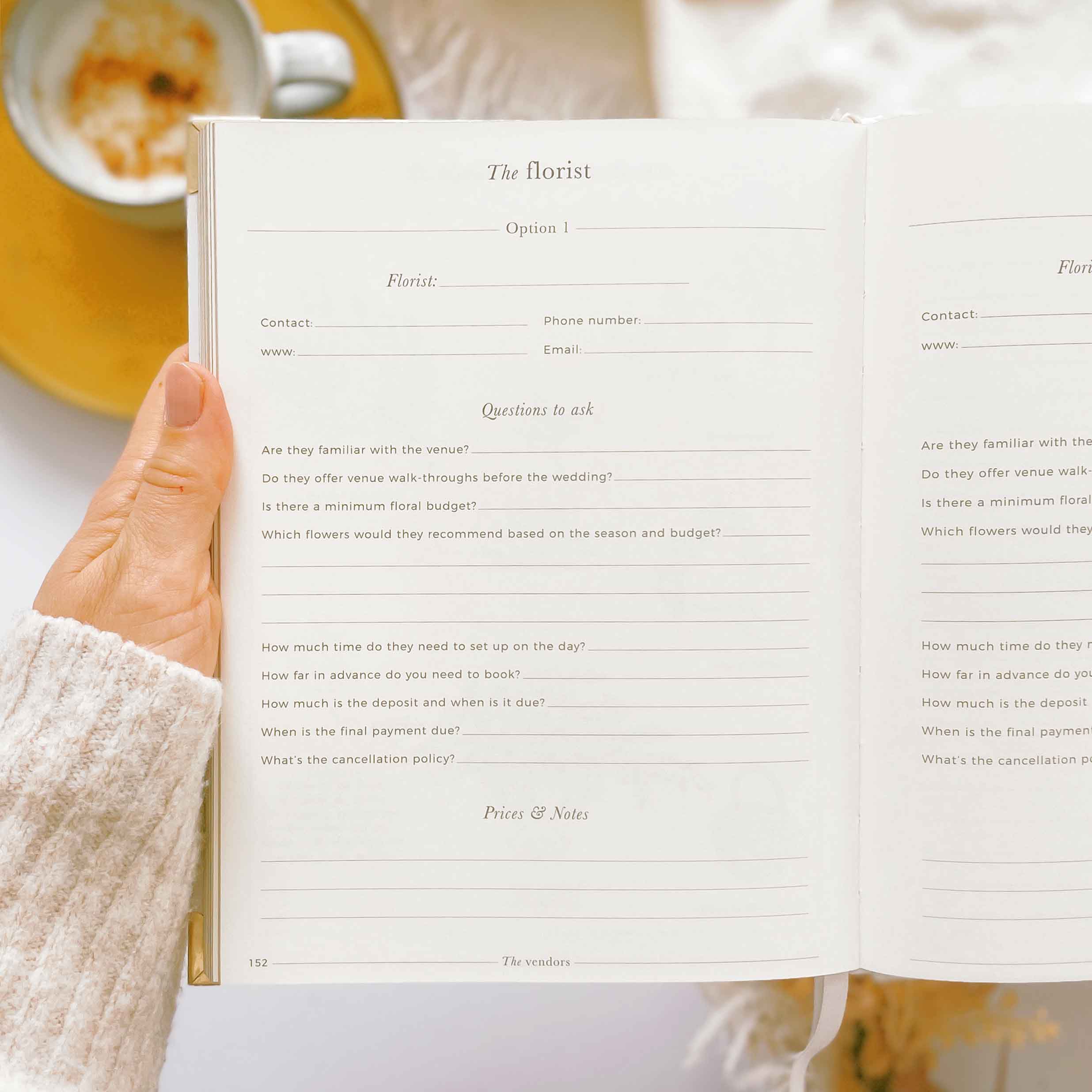 NEW - Ivory Cloth Wedding Planner Book with Gold Foil and Gi by Blush And Gold
