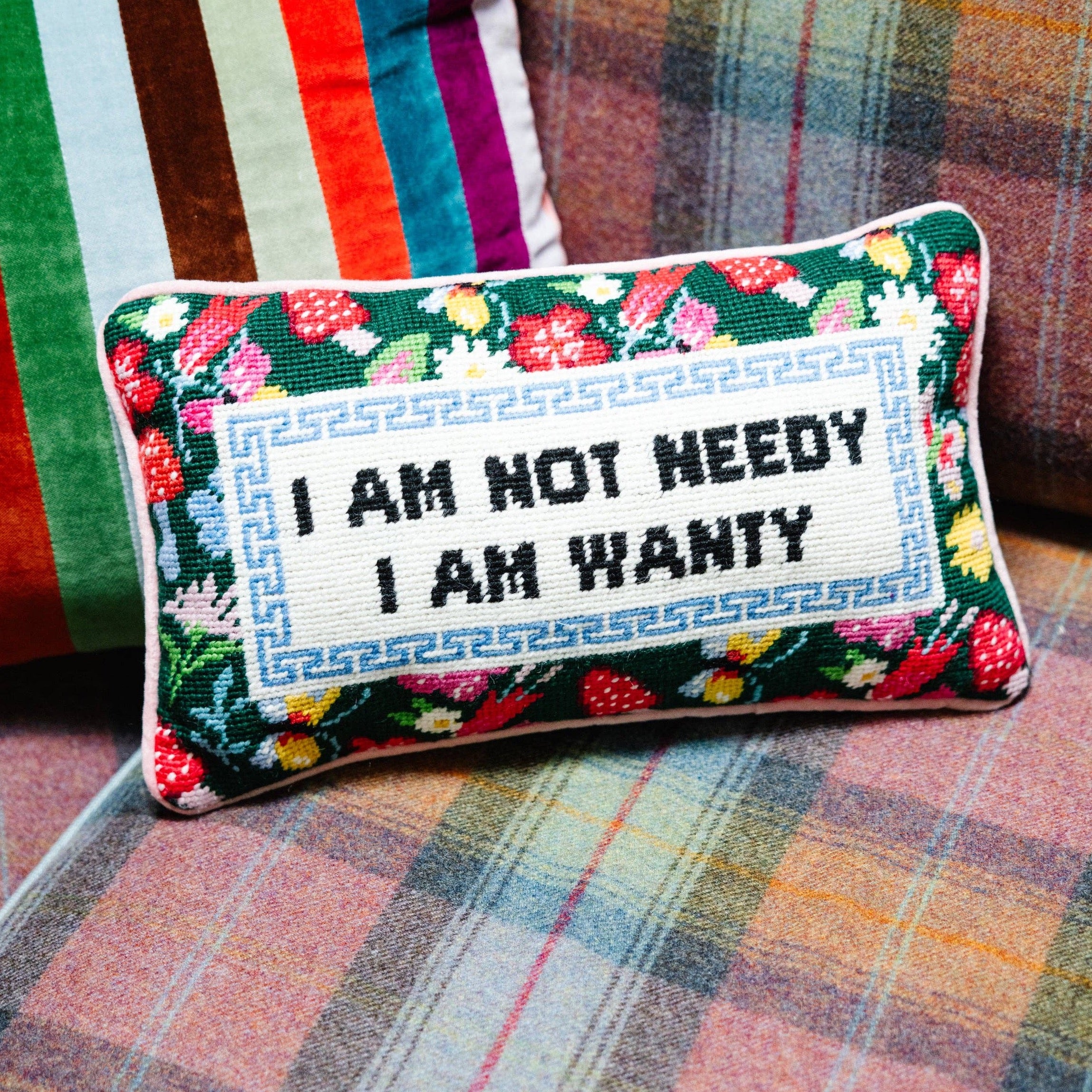 Not Needy Needlepoint Pillow by Furbish Studio