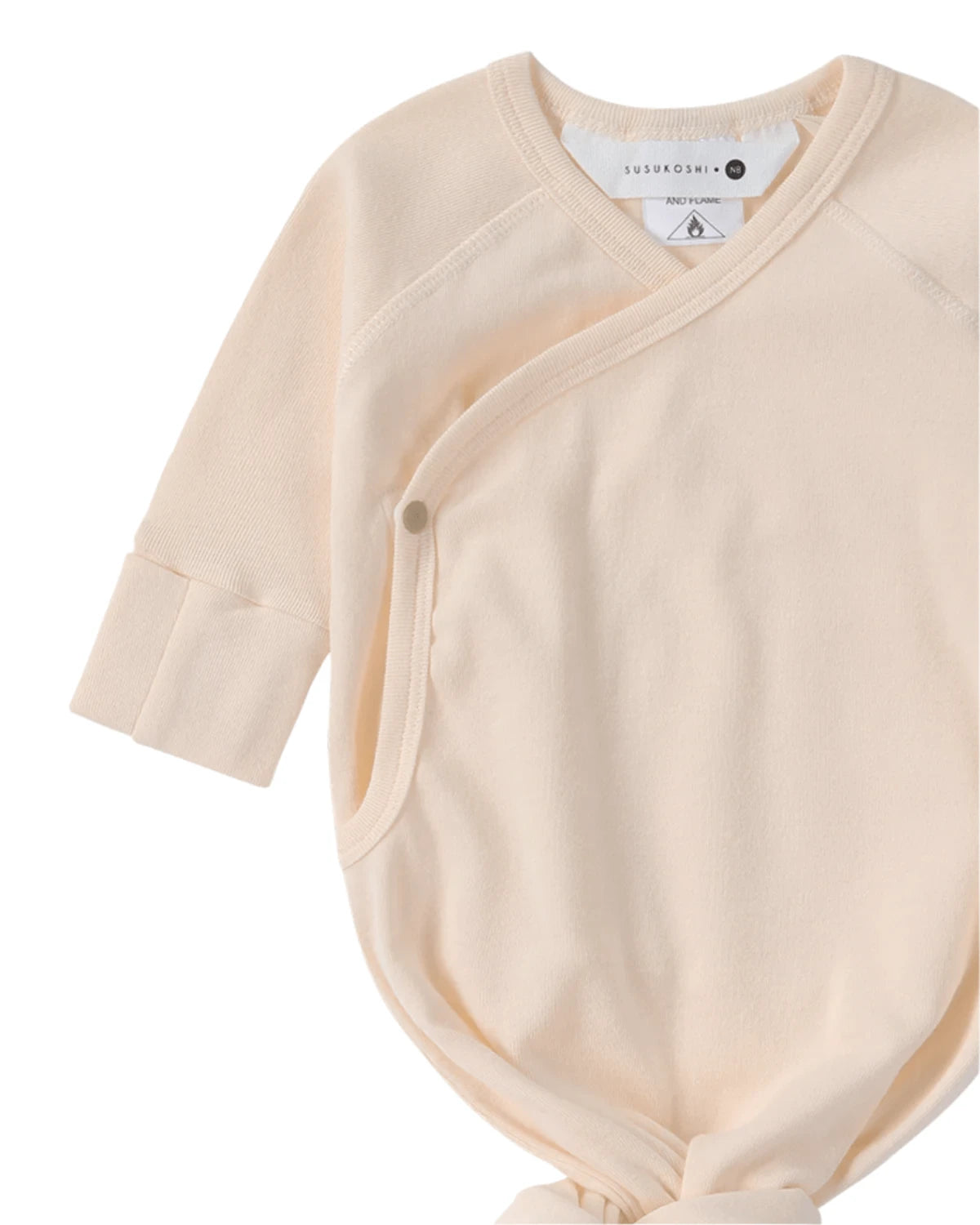 Organic Cotton New Born Baby Kimono Gown - Eggshell or Salt by Susukoshi