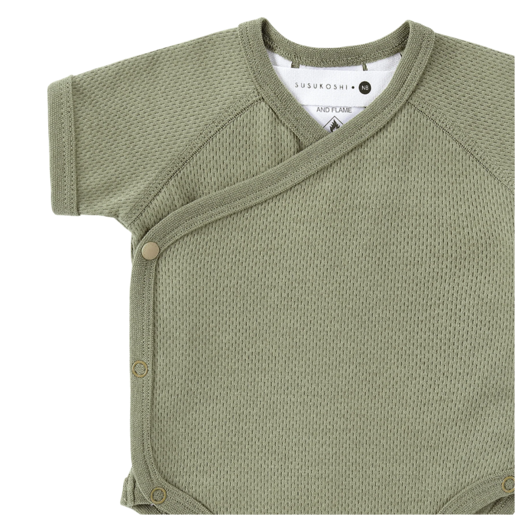 organic kimono bodysuit in 4 colours Moss Pointelle by Susukoshi