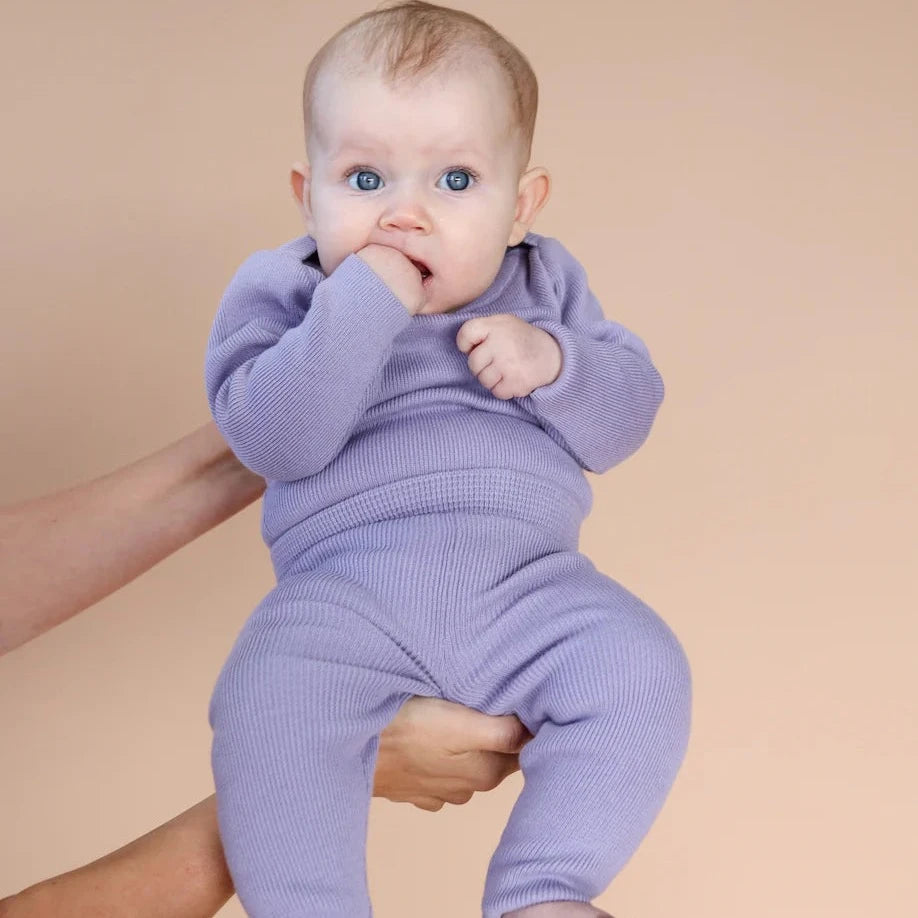 Organic Ribbed Essential Legging in Iris by Grown