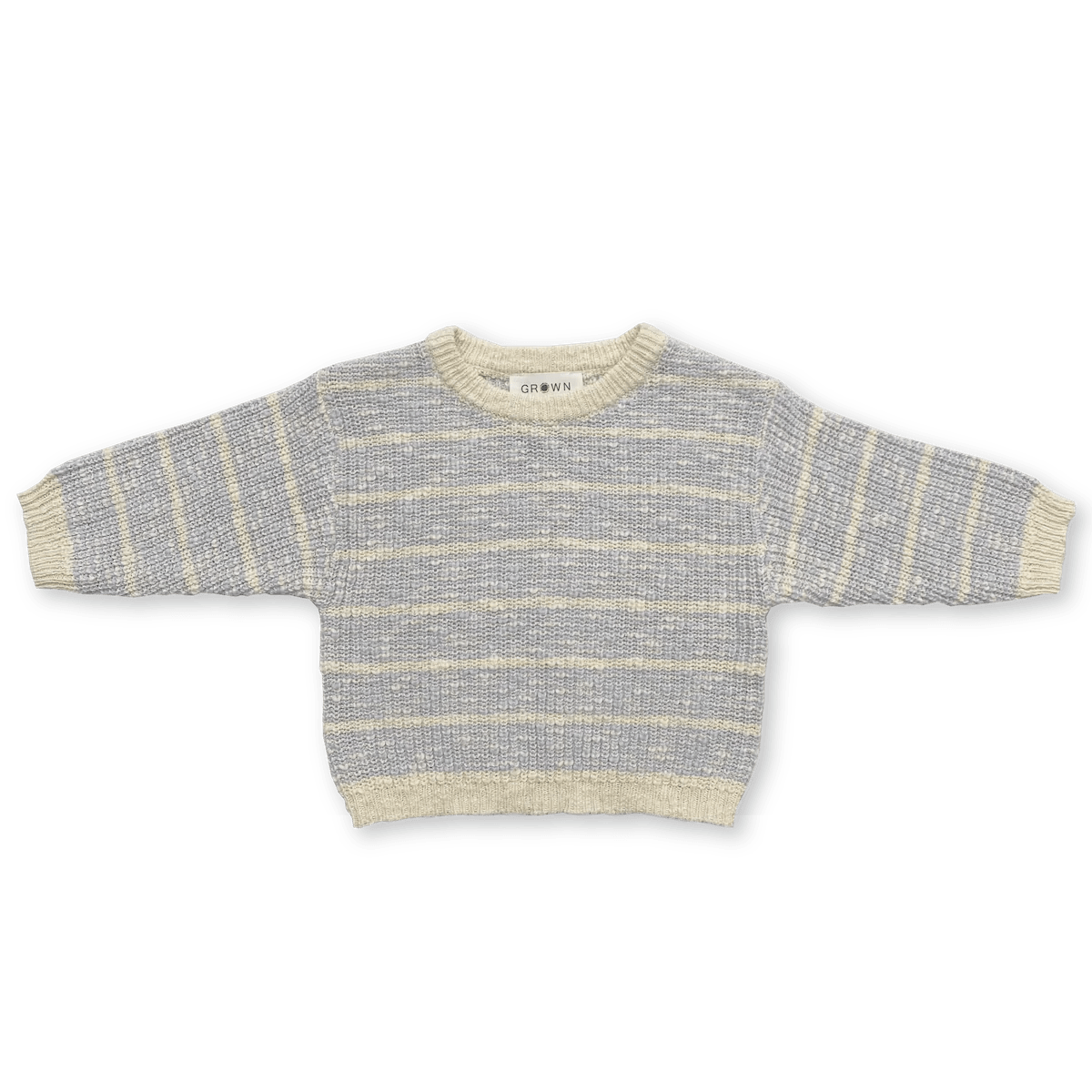 Organic Textured Rib Pull Over in Aqua/Milk by Grown